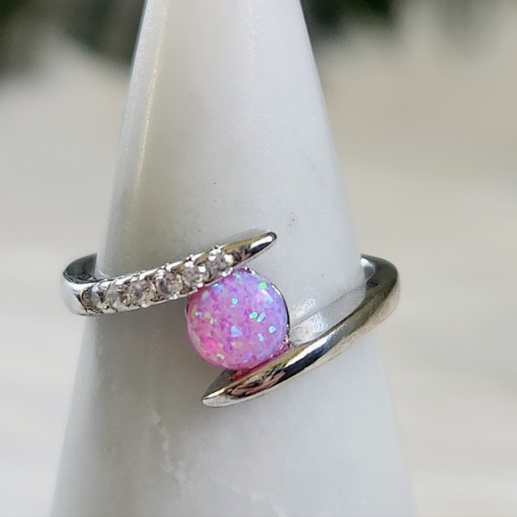 NWT Ryze Lab-Created Pink Opal & White CZ .925 Sterling Silver Ring - Size 8 - Picture 5 of 9